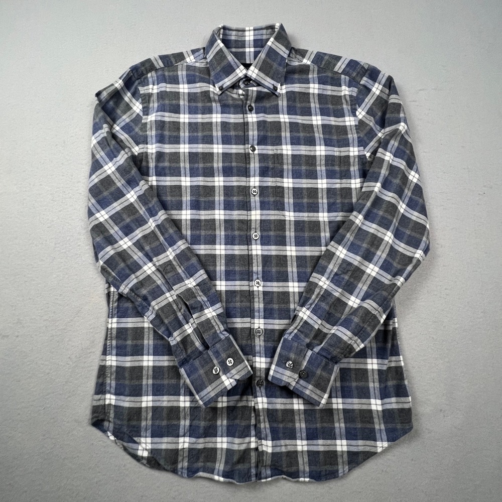 Scott Barber Flannel Shirt Mens M Plaid Button Down Cotton Casual Preppy
